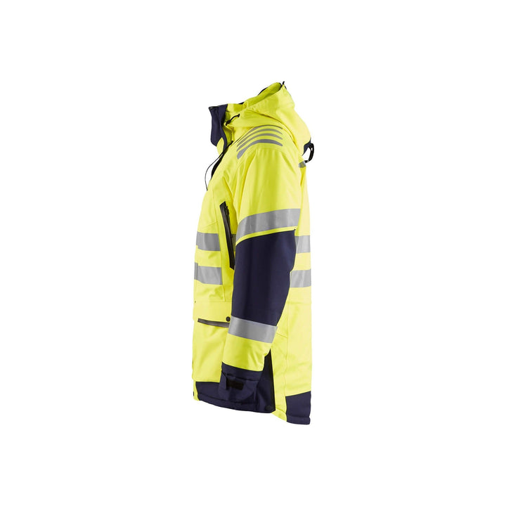 Blaklader 44691921 Hi-Vis Evolution Parka Jacket Yellow/Navy Blue Left #colour_yellow-navy-blue