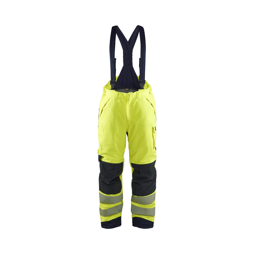 Blaklader 18171534 Hi-Vis Flame Retardant Winter Bib Overall Multinorm Metal Free Yellow/Navy Blue Main #colour_yellow-navy-blue