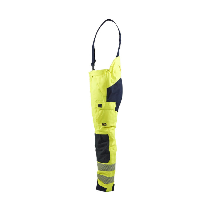 Blaklader 18171534 Hi-Vis Flame Retardant Winter Bib Overall Multinorm Metal Free Yellow/Navy Blue Left #colour_yellow-navy-blue