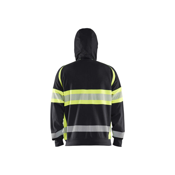 Blaklader 35521158 Hi-Vis Hoodie Black/Hi-Vis Yellow Rear #colour_black-hi-vis-yellow