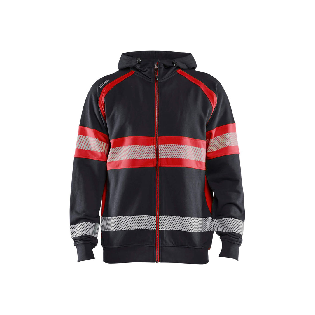 Blaklader 35521158 Hi-Vis Hoodie Black/Red Main #colour_black-red