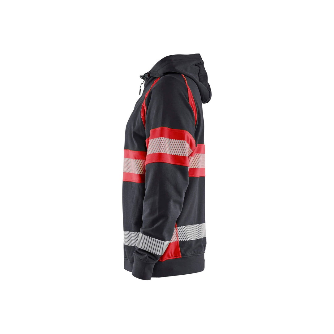 Blaklader 35521158 Hi-Vis Hoodie Black/Red Left #colour_black-red