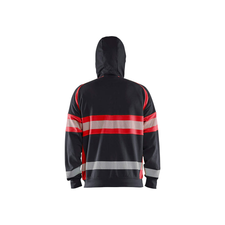 Blaklader 35521158 Hi-Vis Hoodie Black/Red Rear #colour_black-red