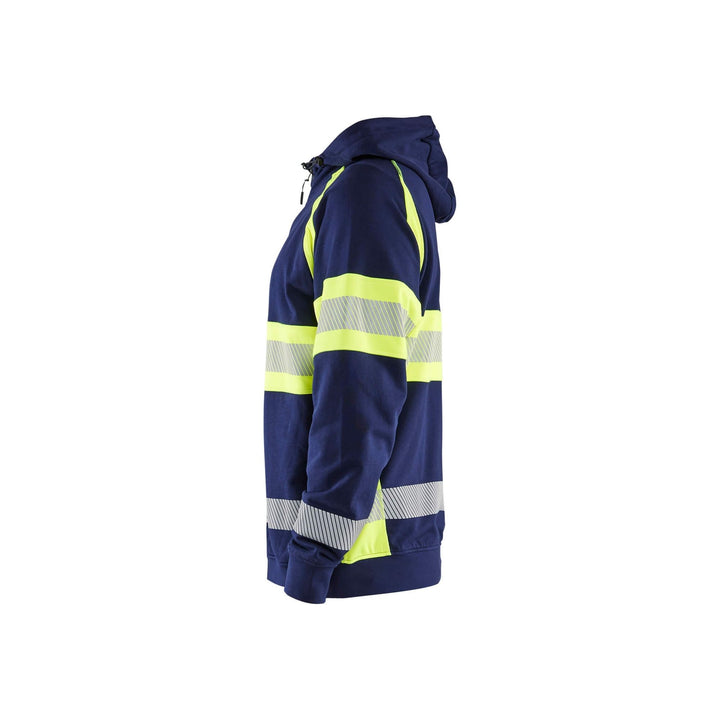 Blaklader 35521158 Hi-Vis Hoodie Navy Blue/Hi-Vis Yellow Left #colour_navy-blue-hi-vis-yellow