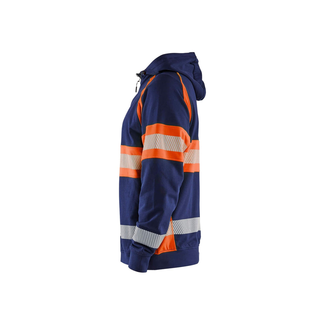 Blaklader 35521158 Hi-Vis Hoodie Navy Blue/Orange Left #colour_navy-blue-orange