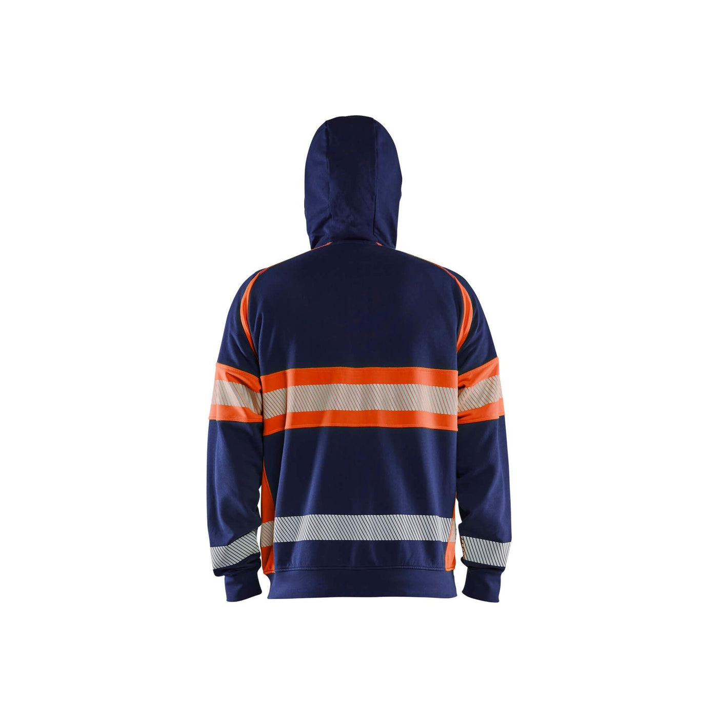 Blaklader 35521158 Hi-Vis Hoodie Navy Blue/Orange Rear #colour_navy-blue-orange