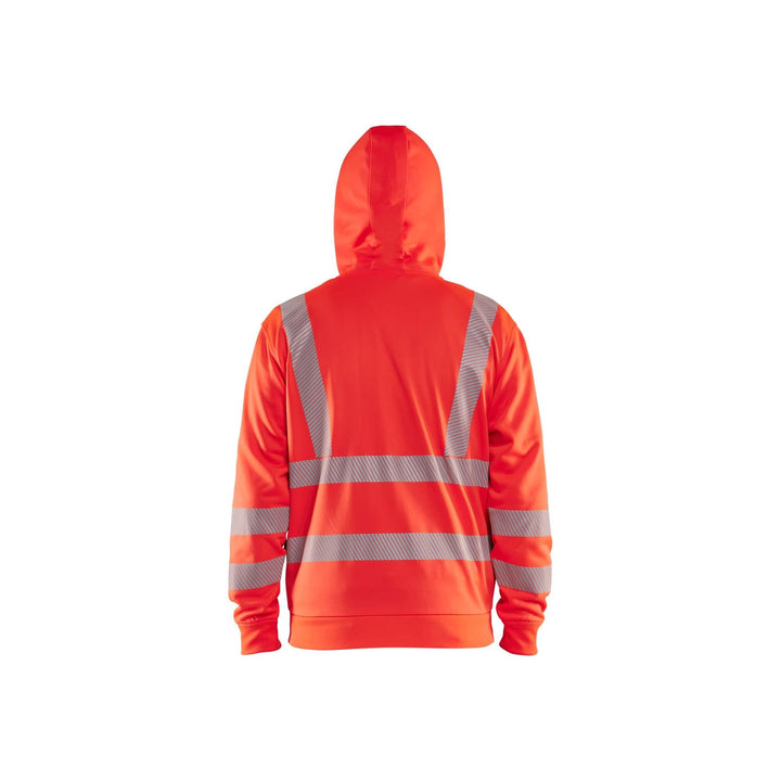 Blaklader 35652538 Hi-Vis Hoodie Full-Zip Hi-Vis Red Rear #colour_hi-vis-red