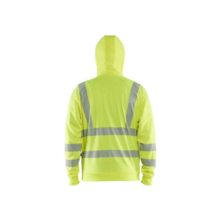 Blaklader 35652538 Hi-Vis Hoodie Full-Zip Hi-Vis Yellow Rear #colour_hi-vis-yellow