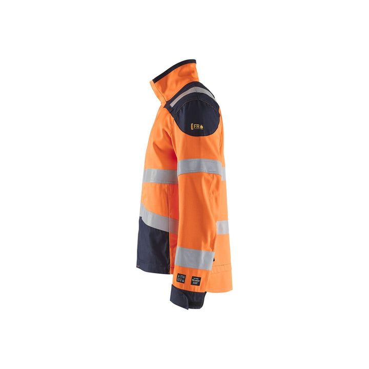 Blaklader 40891513 Hi-Vis Jacket Multinorm Orange/Navy Blue Left #colour_orange-navy-blue