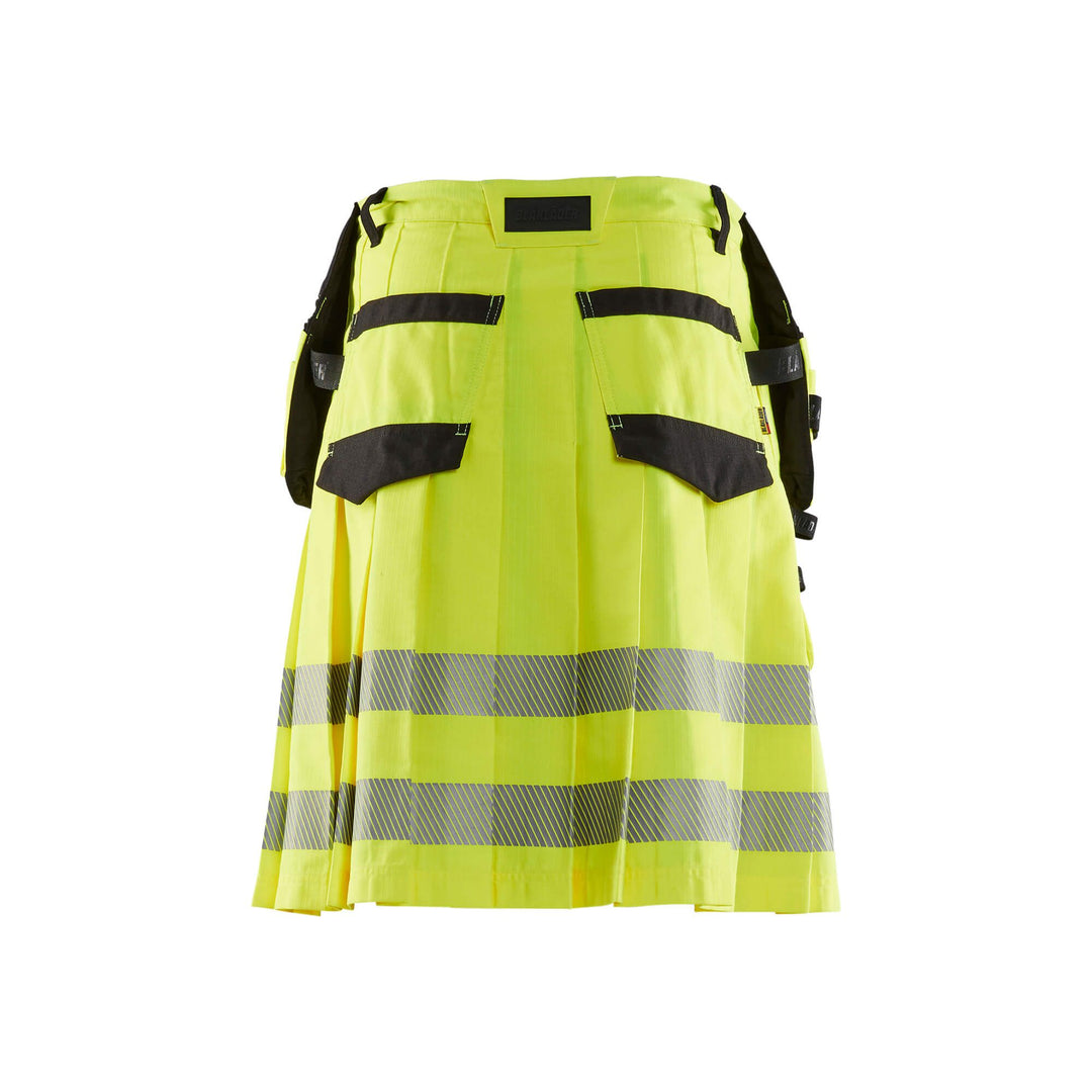 Blaklader 19211831 Hi-Vis Kilt Ripstop Yellow/Black Rear #colour_yellow-black