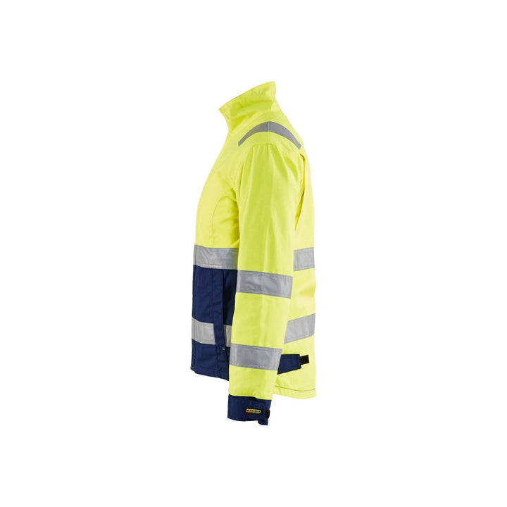 Blaklader 49031811 Hi-Vis Lightweight Jacket Yellow/Navy Blue Left #colour_yellow-navy-blue