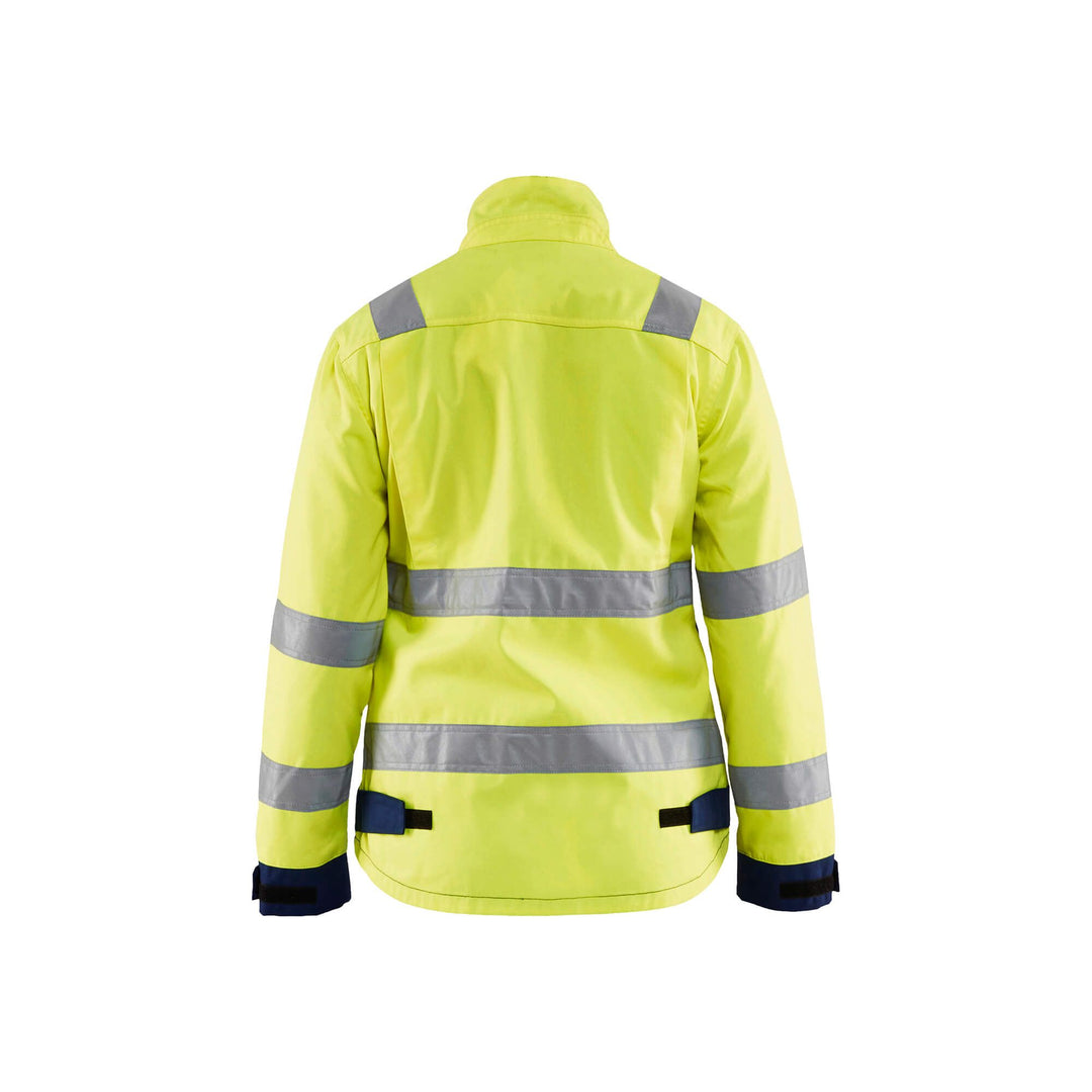 Blaklader 49031811 Hi-Vis Lightweight Jacket Yellow/Navy Blue Rear #colour_yellow-navy-blue