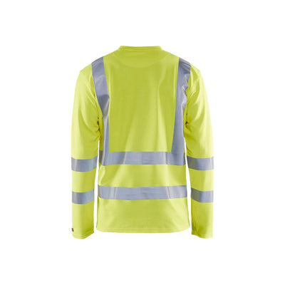 Blaklader 33811070 Hi-Vis Long-Sleeve T-Shirt Hi-Vis Yellow Rear #colour_yellow