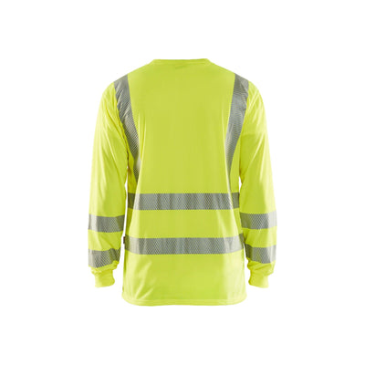 Blaklader 33851013 Hi-Vis Long-Sleeve T-Shirt Hi-Vis Yellow Rear #colour_yellow
