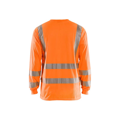 Blaklader 33851013 Hi-Vis Long-Sleeve T-Shirt Orange Rear #colour_orange