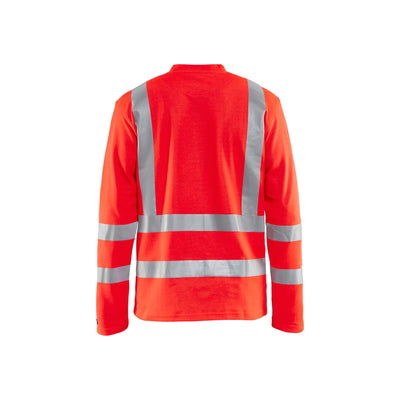 Blaklader 89481070 Hi-Vis Long-Sleeve T-Shirt Hi-Vis Red Rear #colour_hi-vis-red