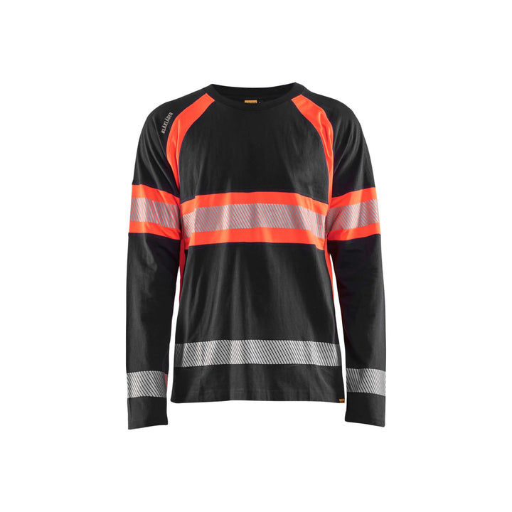 Blaklader 35101030 Hi-Vis Long Sleeved T-Shirt Black/Red Main #colour_black-red