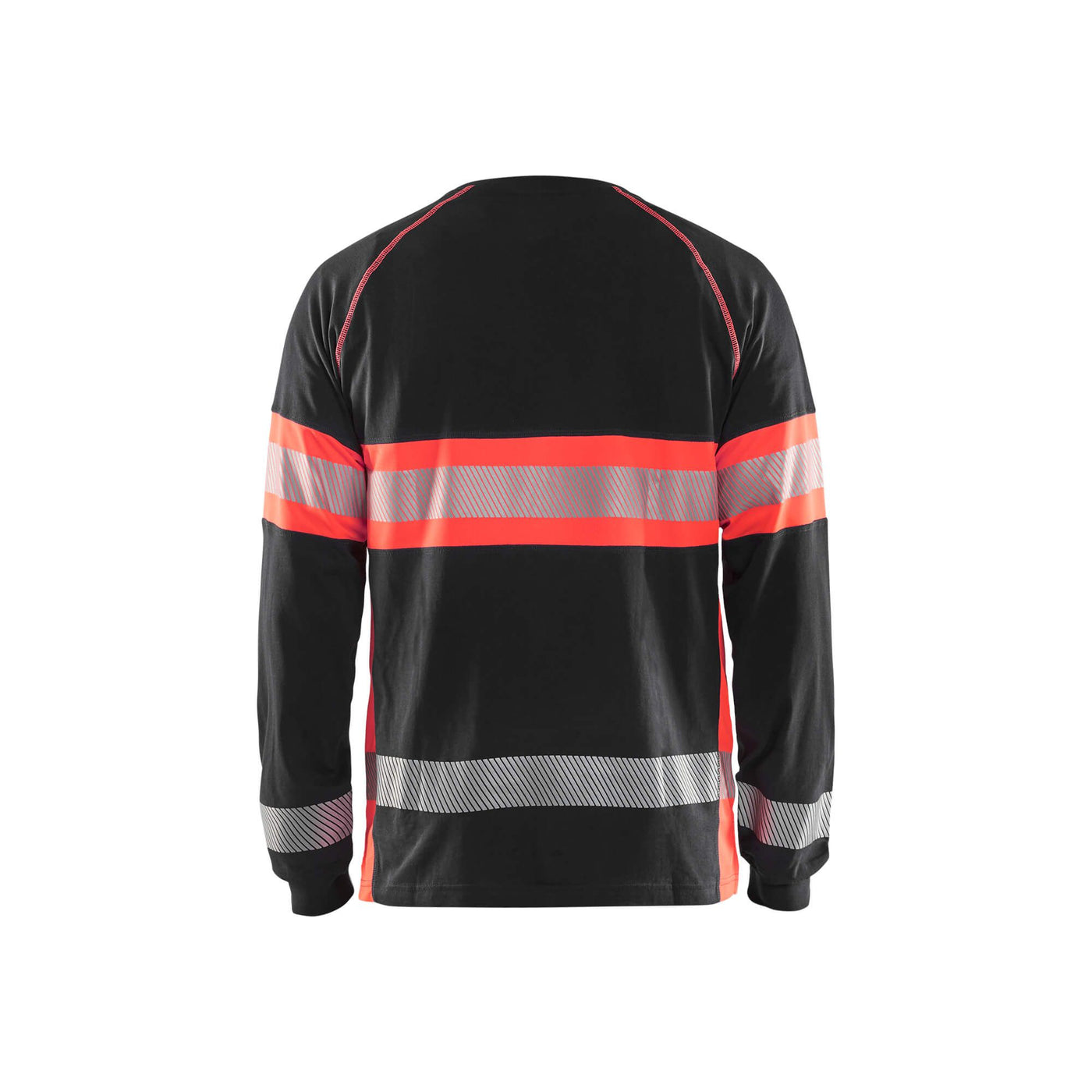 Blaklader 35101030 Hi-Vis Long Sleeved T-Shirt Black/Red Rear #colour_black-red