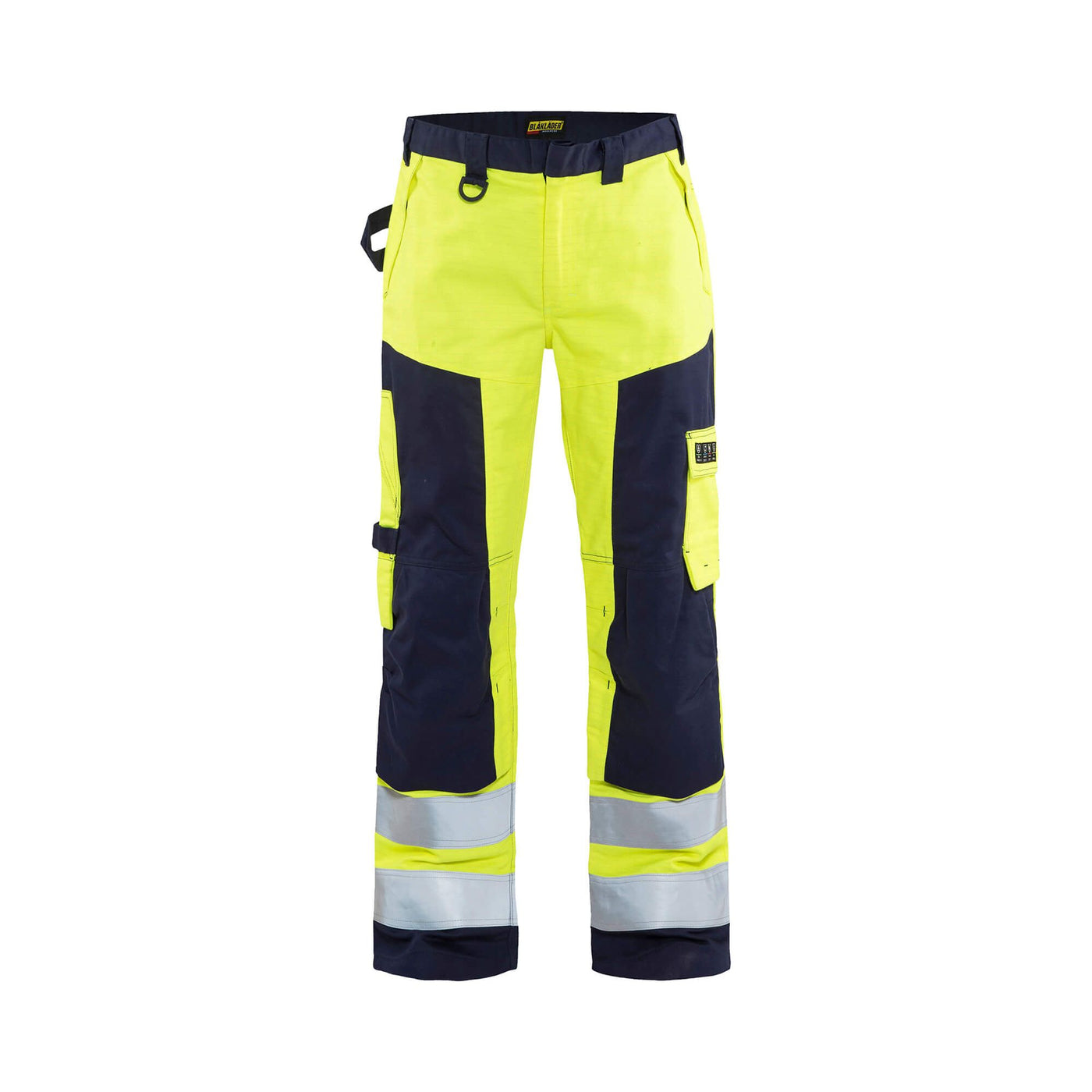 Blaklader 15781514 Hi-Vis Multinorm Craftsman Trousers Yellow/Navy Blue Main #colour_yellow-navy-blue
