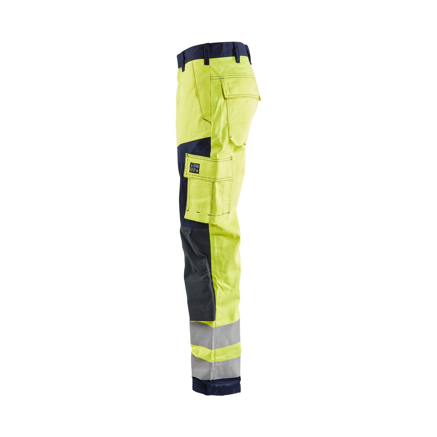 Blaklader 15781514 Hi-Vis Multinorm Craftsman Trousers Yellow/Navy Blue Right #colour_yellow-navy-blue