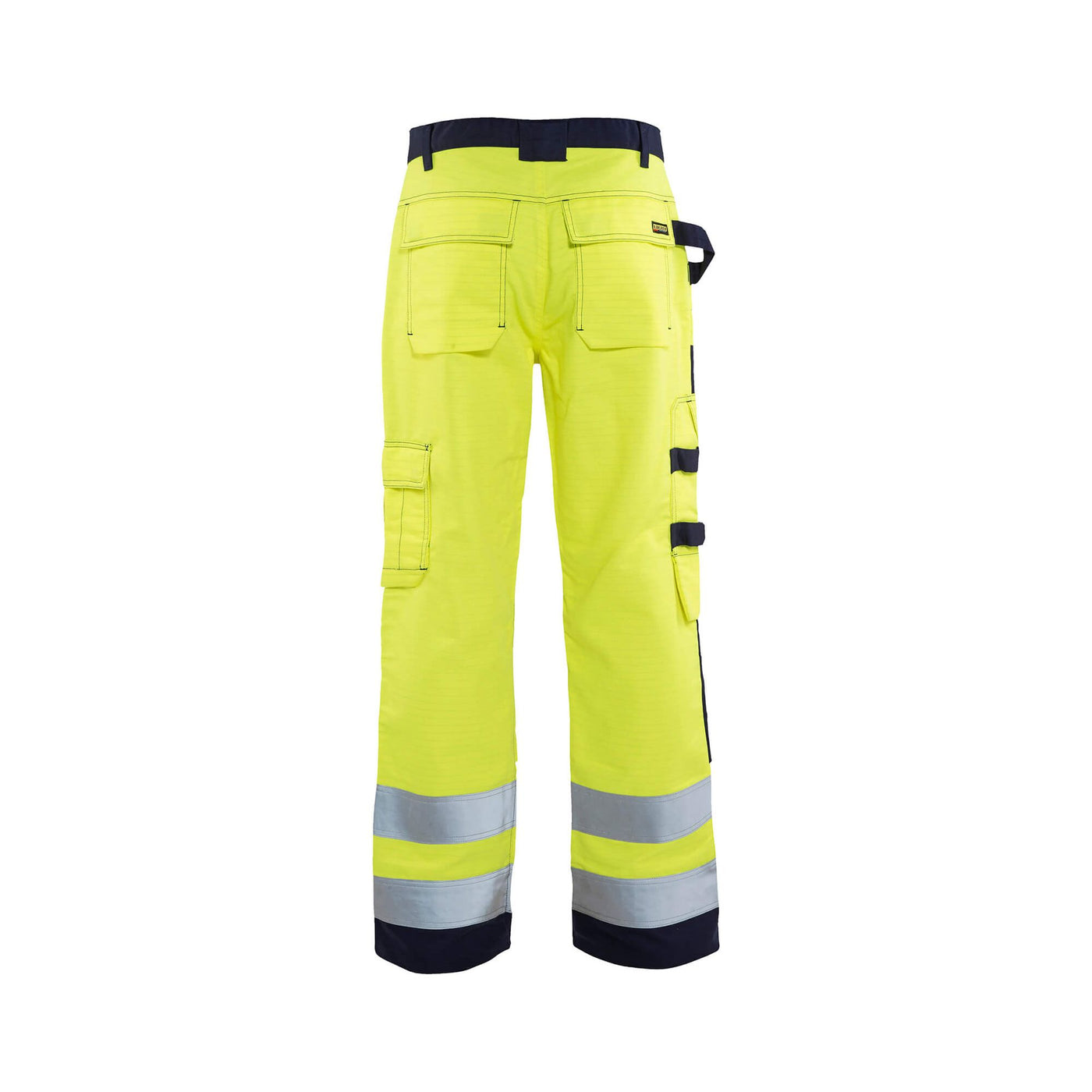 Blaklader 15781514 Hi-Vis Multinorm Craftsman Trousers Yellow/Navy Blue Rear #colour_yellow-navy-blue