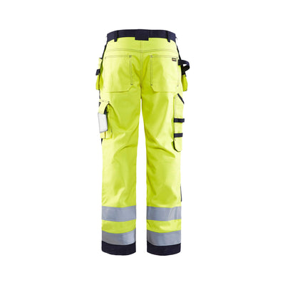 Blaklader 15791514 Hi-Vis Multinorm Craftsman Trousers Yellow/Navy Blue Rear #colour_yellow-navy-blue