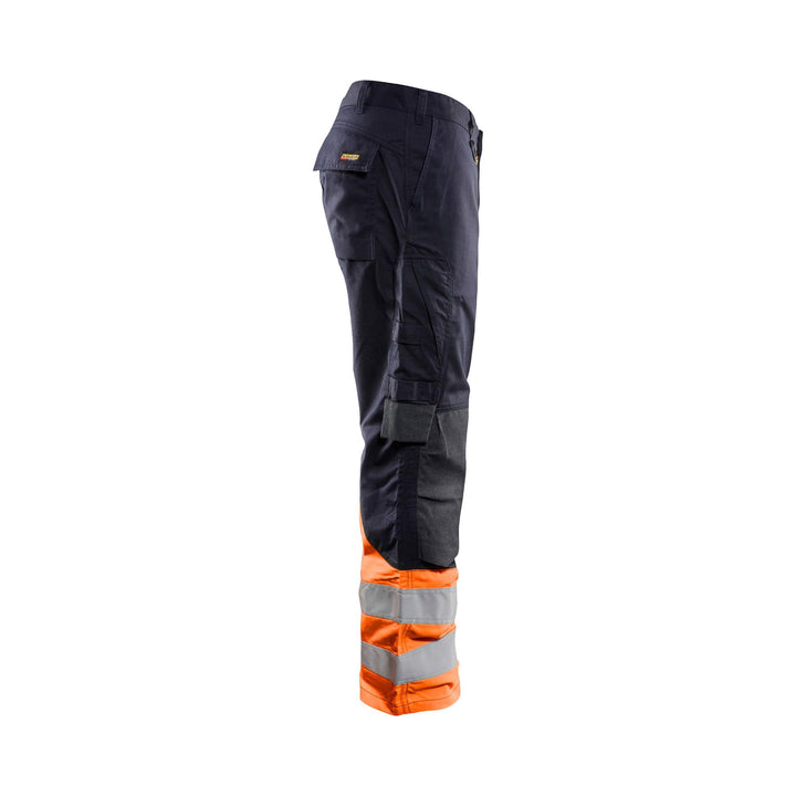 Blaklader 14881513 Hi-Vis Multinorm Trousers Navy Blue/Orange Right #colour_navy-blue-orange