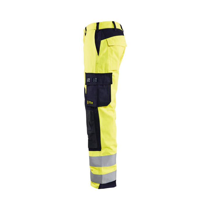 Blaklader 15881512 Hi-Vis Multinorm Trousers Flame-Retardant Yellow/Navy Blue Left #colour_yellow-navy-blue