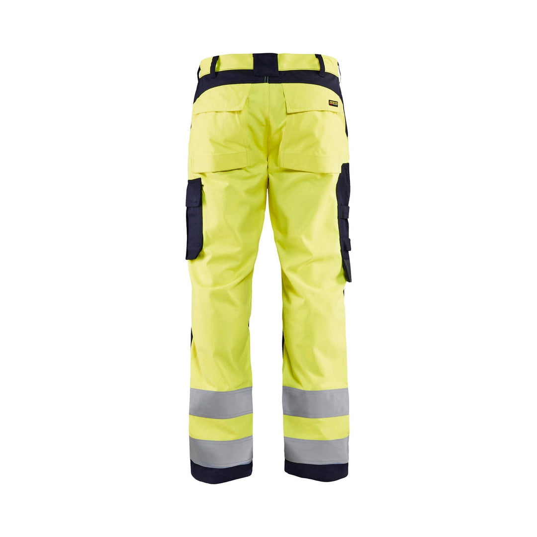 Blaklader 15881512 Hi-Vis Multinorm Trousers Flame-Retardant Yellow/Navy Blue Rear #colour_yellow-navy-blue