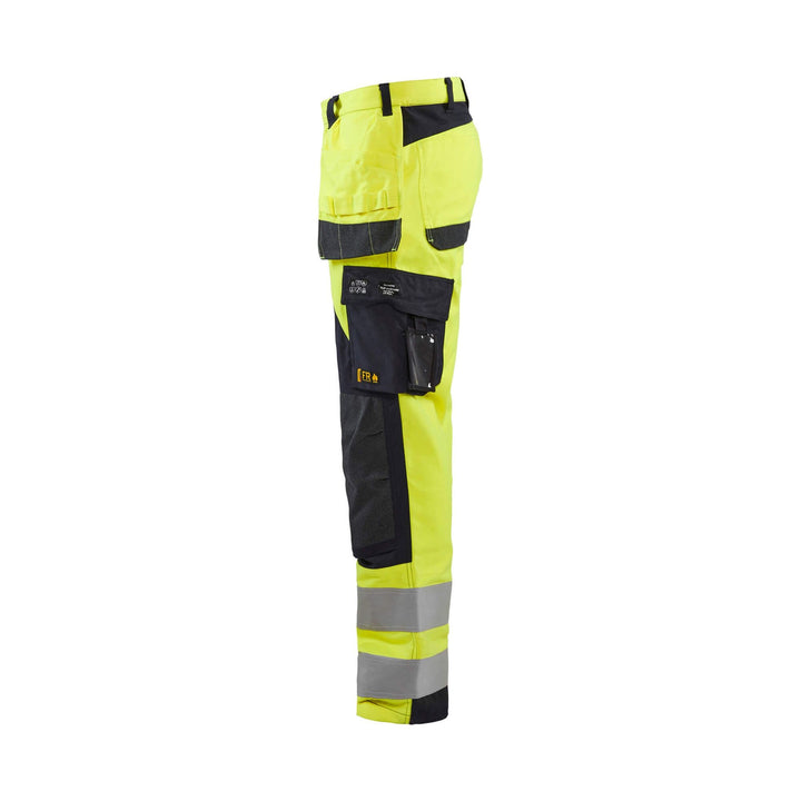 Blaklader 15891512 Hi-Vis Multinorm Trousers Flame-Retardant Yellow/Navy Blue Left #colour_yellow-navy-blue