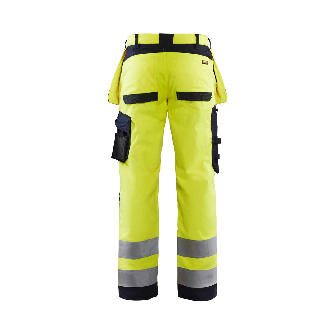 Blaklader 15891512 Hi-Vis Multinorm Trousers Flame-Retardant Yellow/Navy Blue Rear #colour_yellow-navy-blue