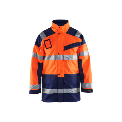 Blaklader 44261997 Hi-Vis Parka Jacket Orange/Navy Blue Main #colour_orange-navy-blue