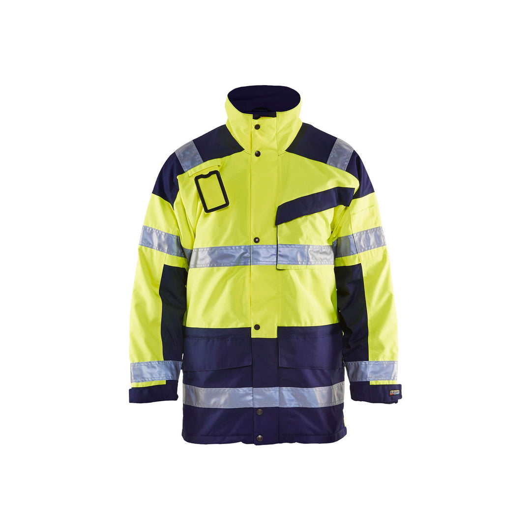 Blaklader 44261997 Hi-Vis Parka Jacket Yellow/Navy Blue Main #colour_yellow-navy-blue