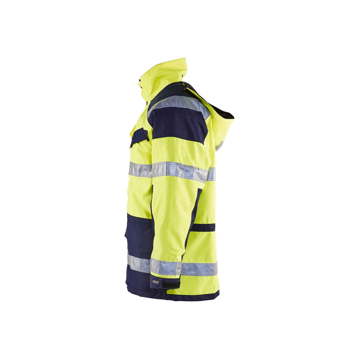 Blaklader 44261997 Hi-Vis Parka Jacket Yellow/Navy Blue Left #colour_yellow-navy-blue