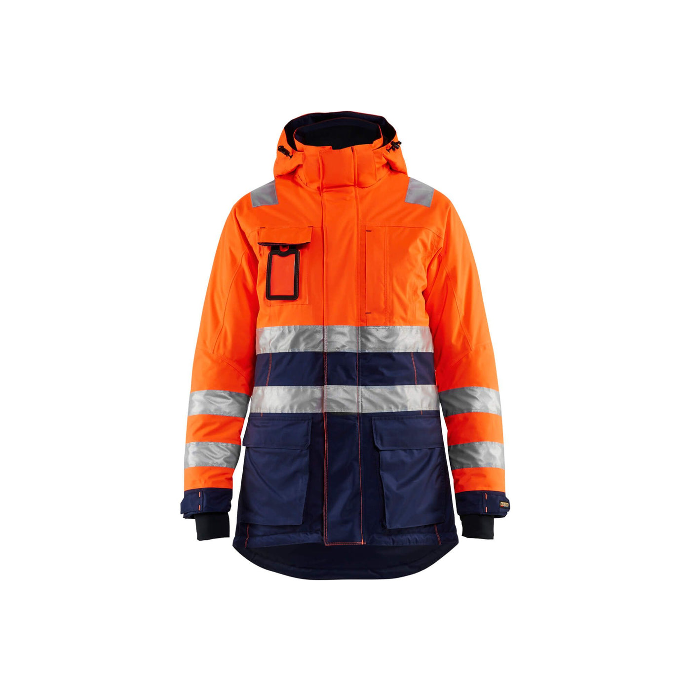 Blaklader 44721987 Hi-Vis Parka Jacket Orange/Navy Blue Main #colour_orange-navy-blue