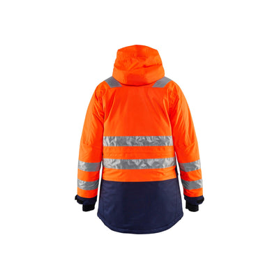 Blaklader 44721987 Hi-Vis Parka Jacket Orange/Navy Blue Rear #colour_orange-navy-blue
