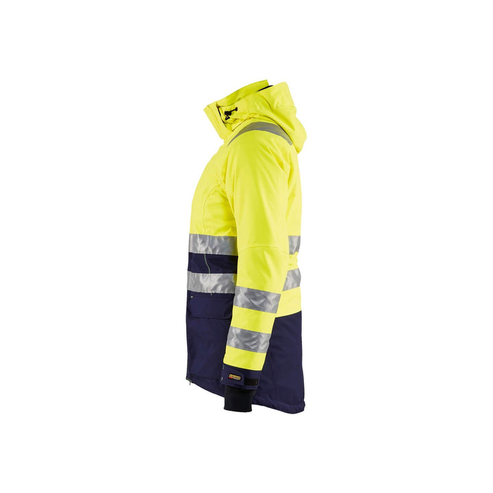 Blaklader 44721987 Hi-Vis Parka Jacket Yellow/Navy Blue Left #colour_yellow-navy-blue