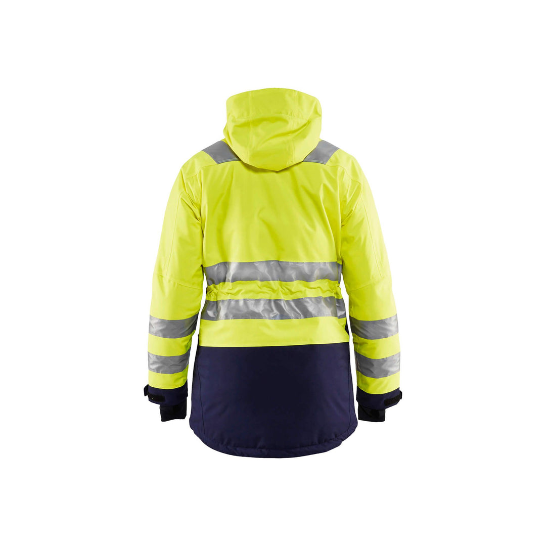 Blaklader 44721987 Hi-Vis Parka Jacket Yellow/Navy Blue Rear #colour_yellow-navy-blue