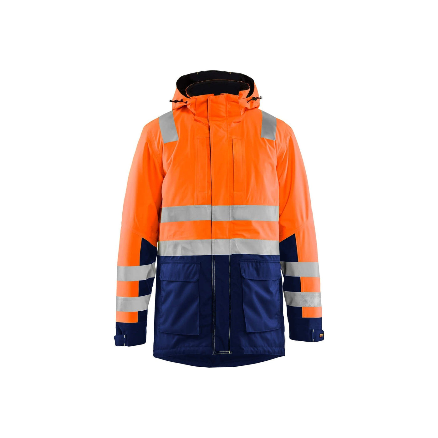 Blaklader 44951987 Hi-Vis Parka Jacket Orange/Navy Blue Main #colour_orange-navy-blue