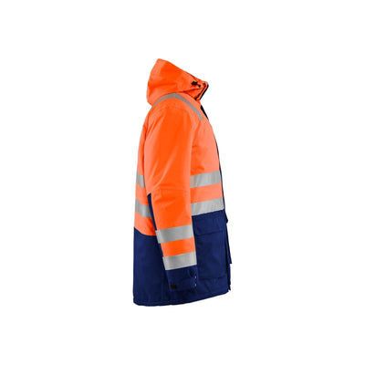 Blaklader 44951987 Hi-Vis Parka Jacket Orange/Navy Blue Right #colour_orange-navy-blue