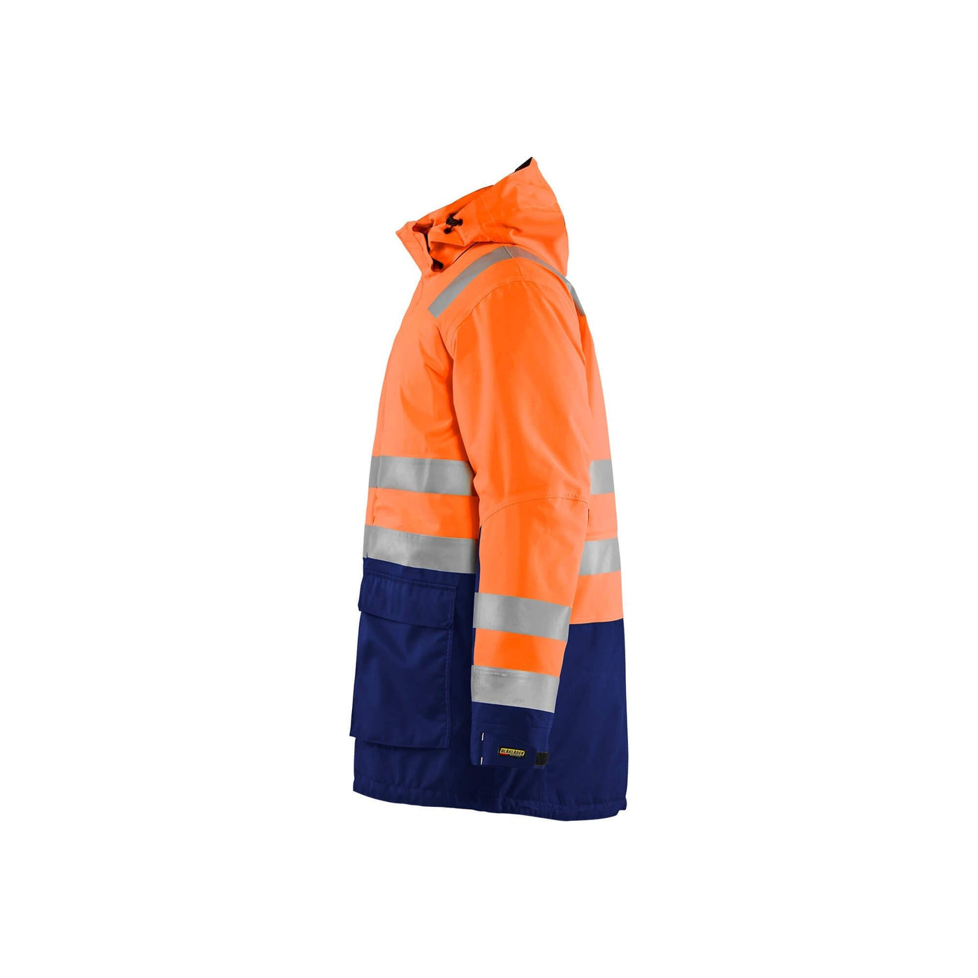 Blaklader 44951987 Hi-Vis Parka Jacket Orange/Navy Blue Left #colour_orange-navy-blue
