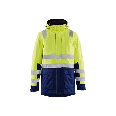 Blaklader 44951987 Hi-Vis Parka Jacket Yellow/Navy Blue Main #colour_yellow-navy-blue