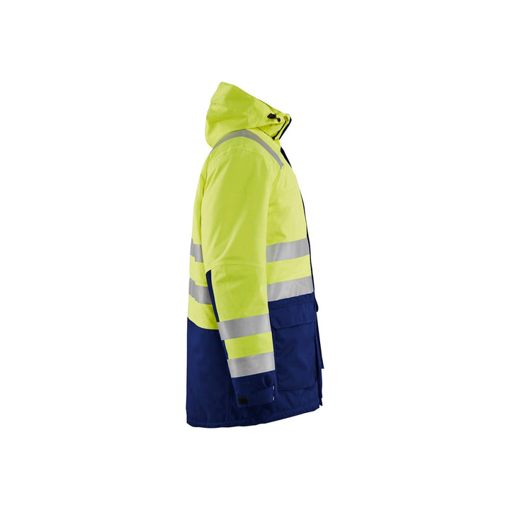 Blaklader 44951987 Hi-Vis Parka Jacket Yellow/Navy Blue Right #colour_yellow-navy-blue