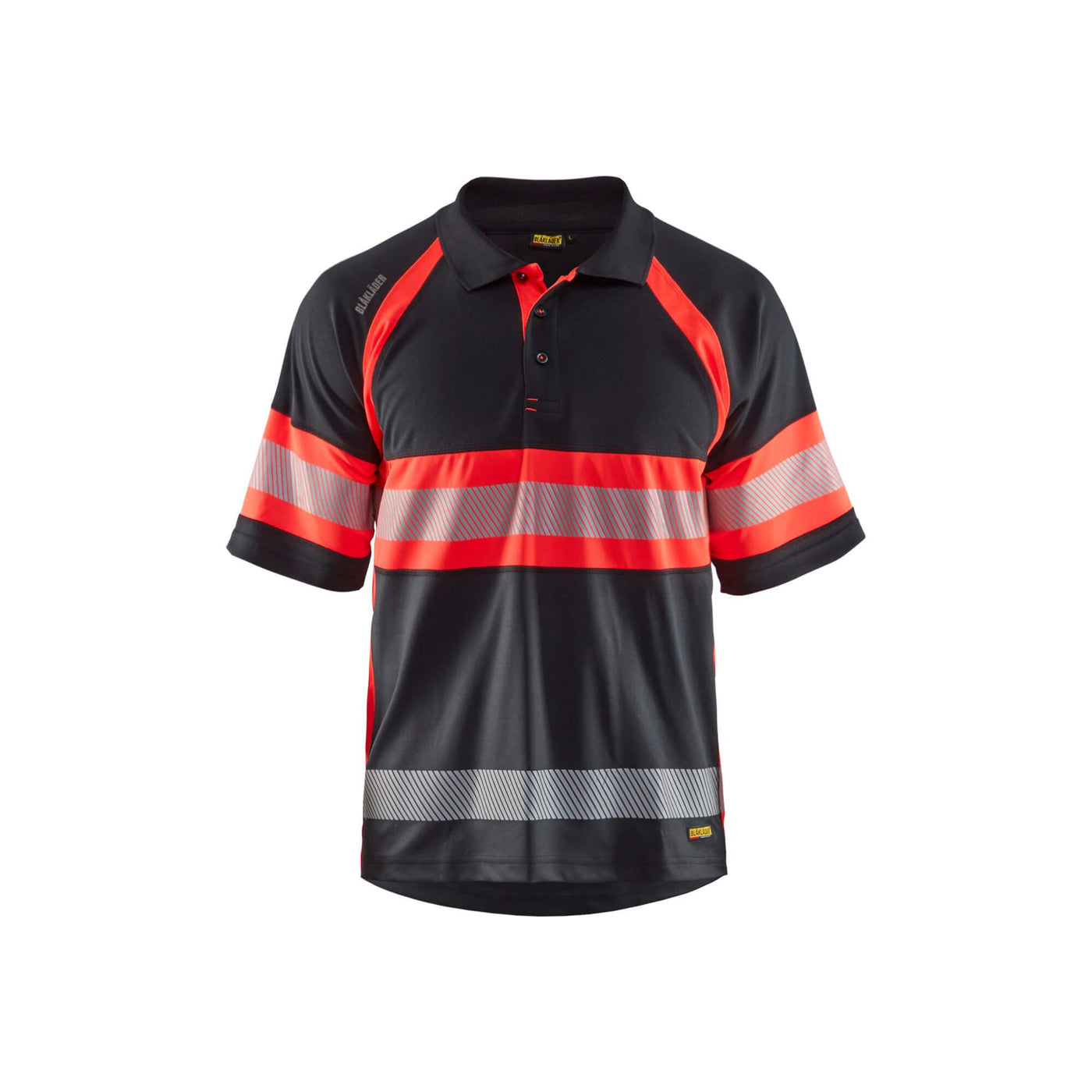 Blaklader 33381051 Hi-Vis Polo Shirt Black/Red Main #colour_black-red