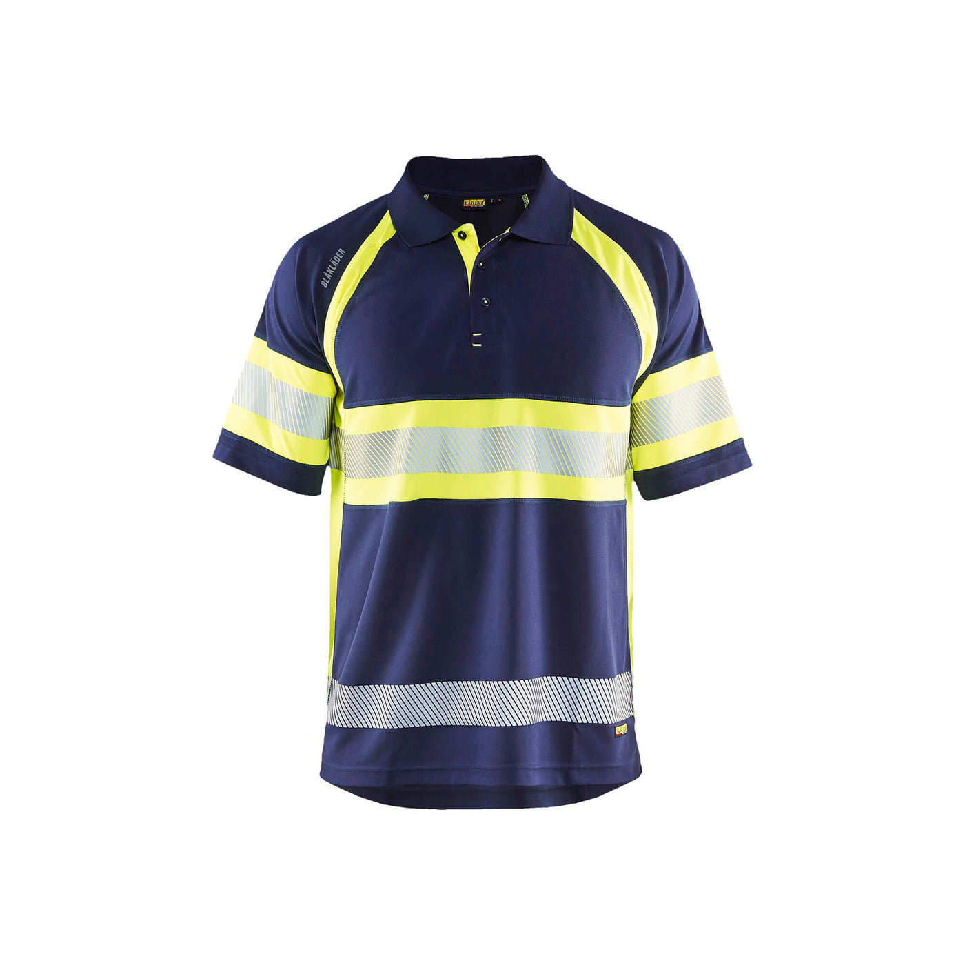 Blaklader 33381051 Hi-Vis Polo Shirt Navy Blue/Hi-Vis Yellow Main #colour_navy-blue-hi-vis-yellow