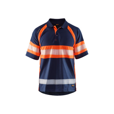 Blaklader 33381051 Hi-Vis Polo Shirt Navy Blue/Orange Main #colour_navy-blue-orange
