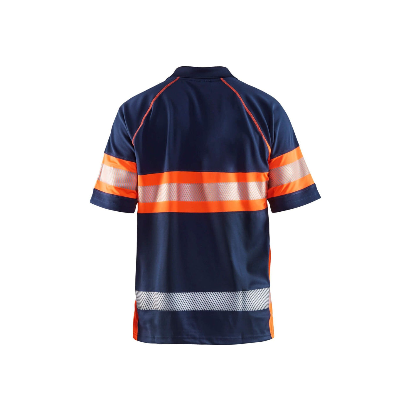 Blaklader 33381051 Hi-Vis Polo Shirt Navy Blue/Orange Rear #colour_navy-blue-orange