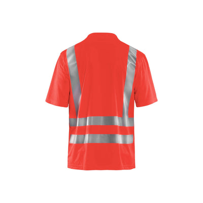 Blaklader 33911011 Hi-Vis Polo Shirt Hi-Vis Red Rear #colour_hi-vis-red