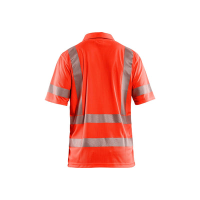 Blaklader 34281013 Hi-Vis Polo Shirt Anti-Odour UV Protection Hi-Vis Red Rear #colour_hi-vis-red