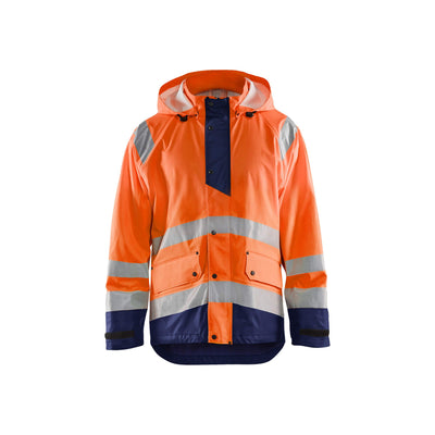 Blaklader 43232000 Hi-Vis Rain Jacket Orange/Navy Blue Main #colour_orange-navy-blue